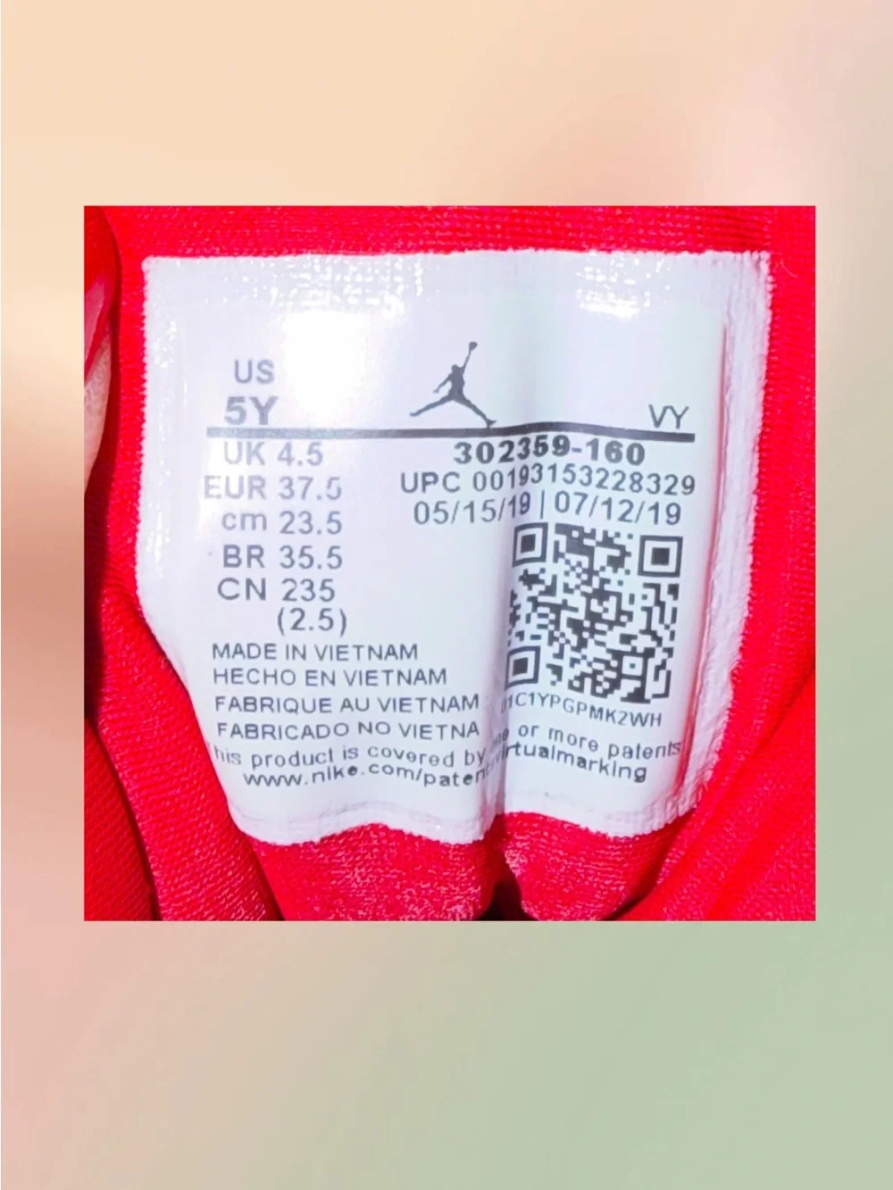 Air Jordan 9 Retro GS Gym Red White Black 2019 Sneakers 302359-160 Size 5Y